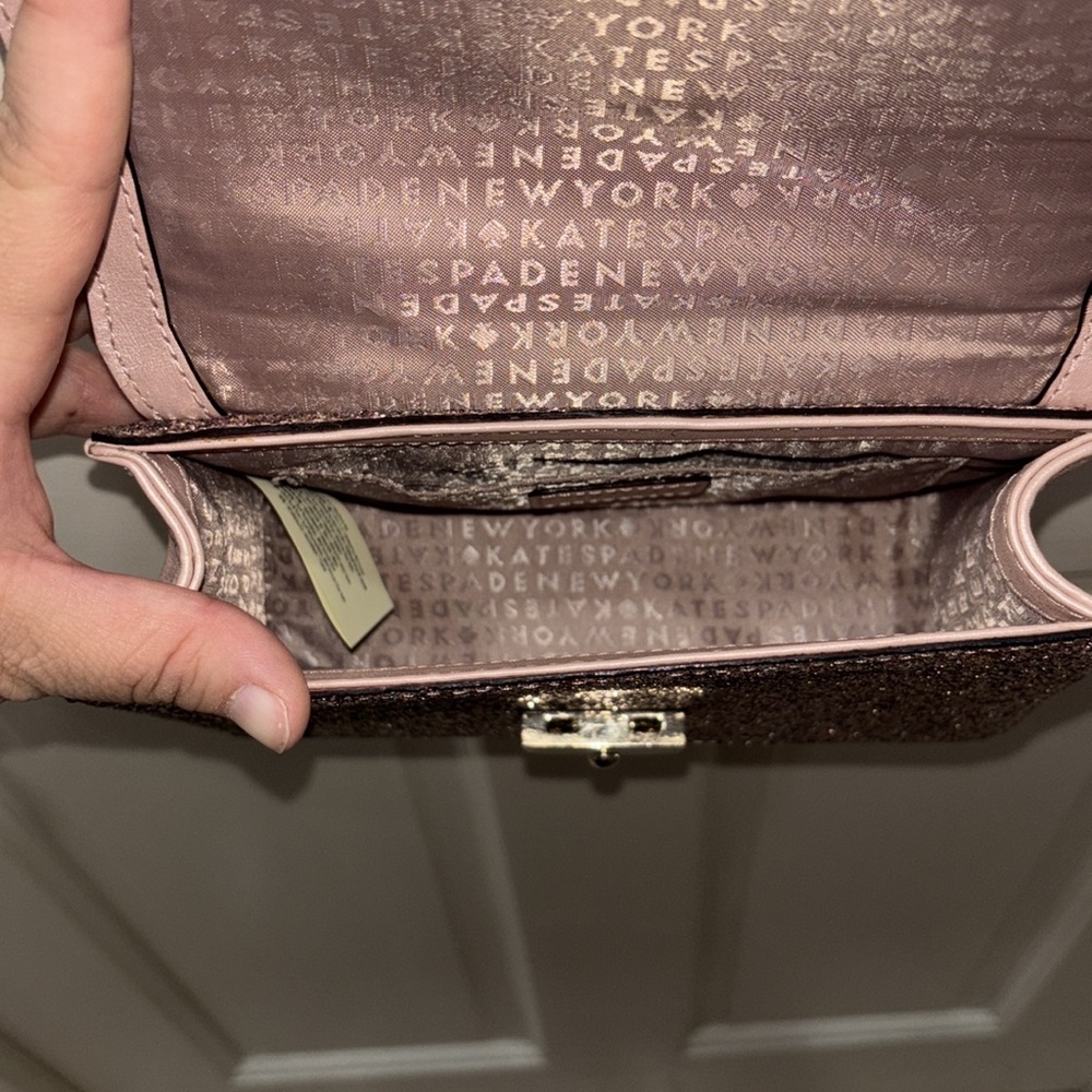 Kate Spade Eden Sunset Lane Rose Gold Glitter Sparkle Crossbody Purse Bag - Picture 6 of 16